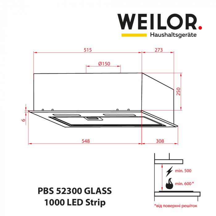 Weilor PBS 52300 GLASS BG 1000 LED Strip