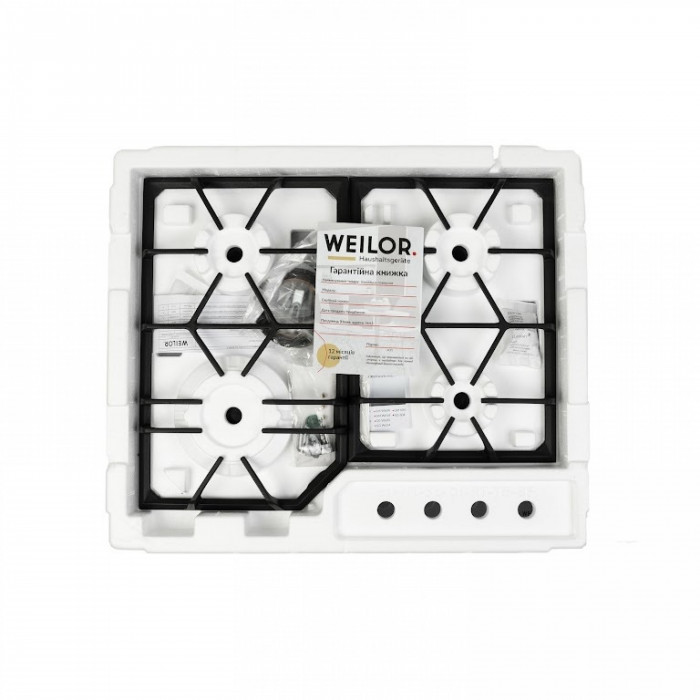 Варильна поверхня газова на склі WEILOR GG 604 WH