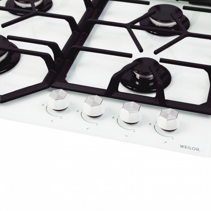 Варильна поверхня газова на склі WEILOR GG 604 WH