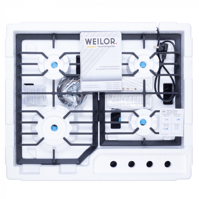 Варильна поверхня газова на склі WEILOR GG 624 BL