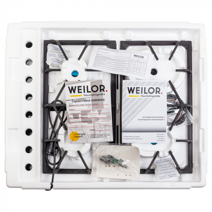 Варильна поверхня газова на склі WEILOR GG 634 BL