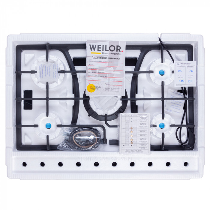 Варильна поверхня газова на склі WEILOR GG W 714 BL