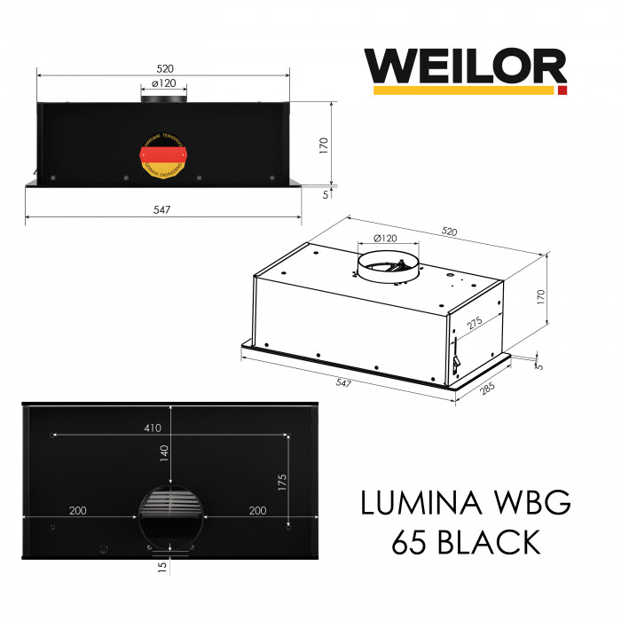 Витяжка повновбудована WEILOR LUNA WBG 55 BLACK