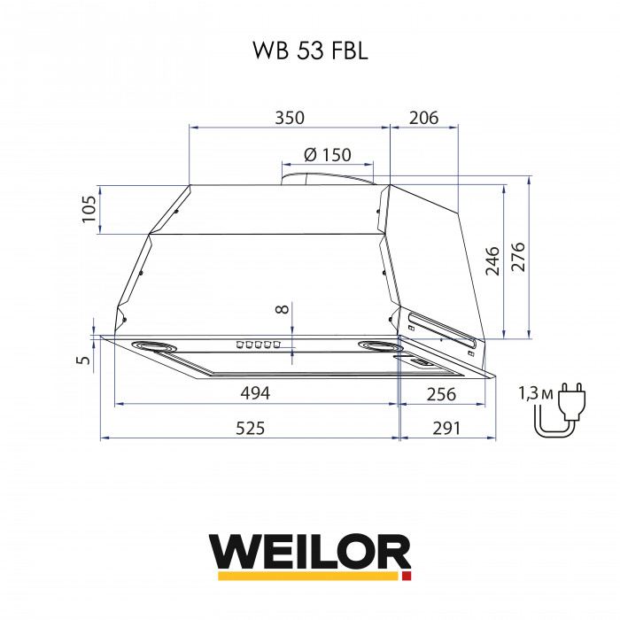 Витяжка повновбудована WEILOR WB 53 FBL