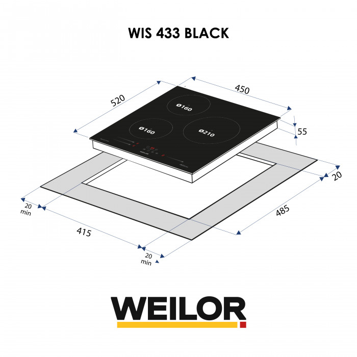Поверхня індукційна WEILOR WIS 433 BLACK