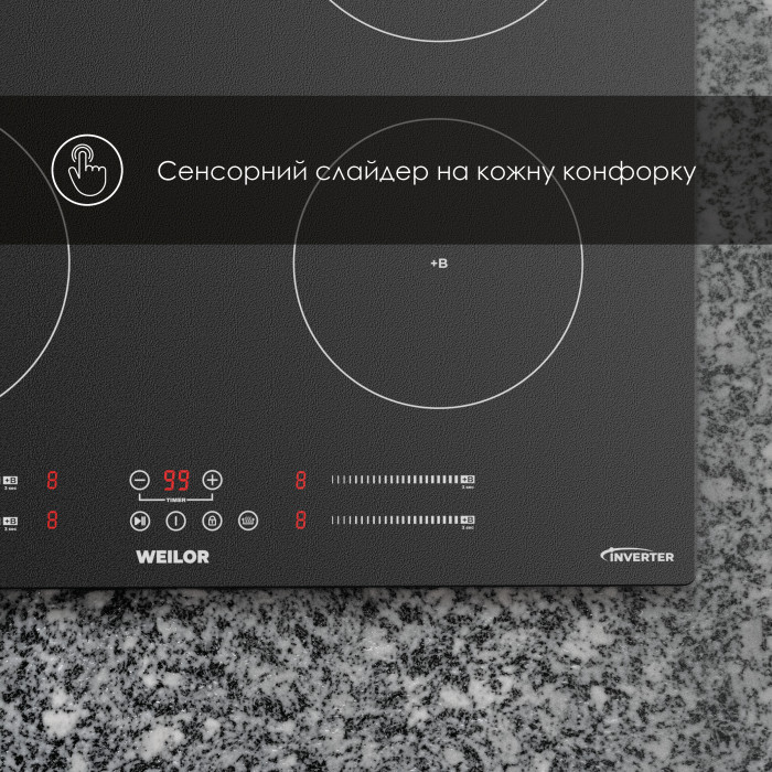 Поверхня індукційна WEILOR WIS 643 BLACK NanoProtect