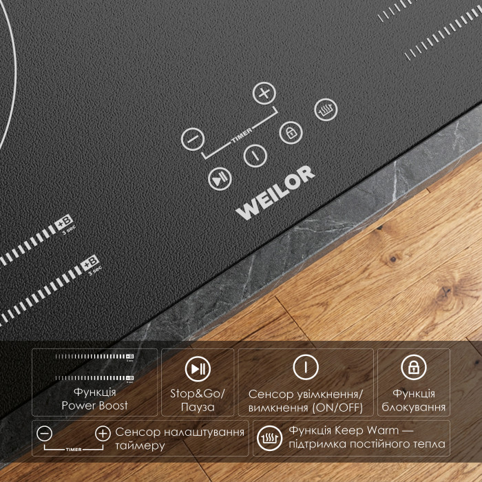 Поверхня індукційна WEILOR WIS 643 BLACK NanoProtect