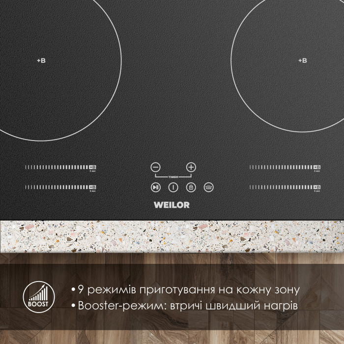 Поверхня індукційна WEILOR WIS 643 BLACK NanoProtect