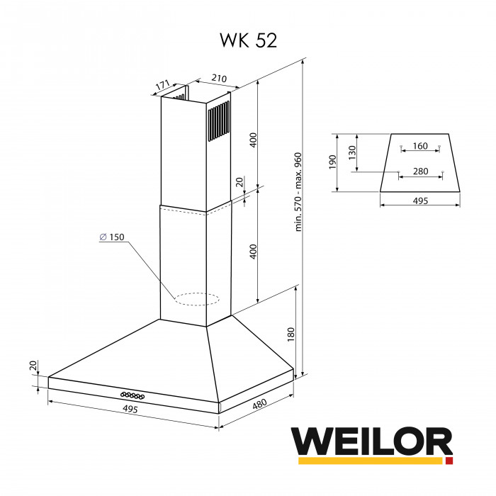 Витяжка купольна WEILOR WK 52 SS