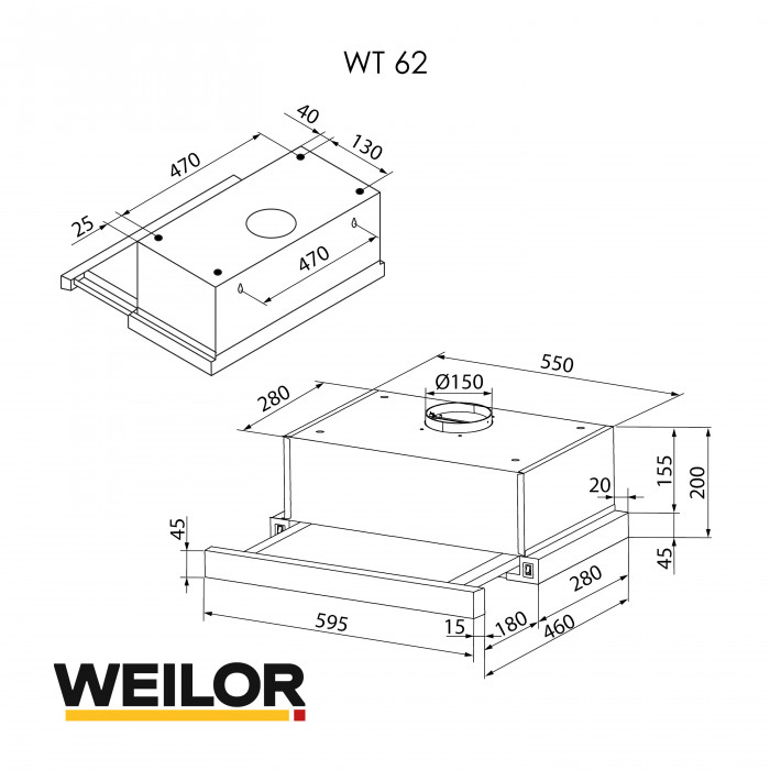 Витяжка телескопічна WEILOR WT 62 SS